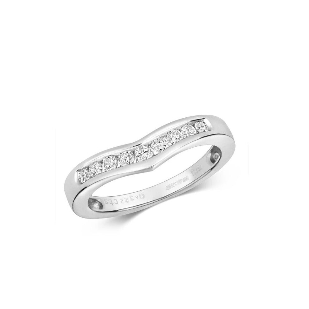 (L) Real Diamond Wishbone Ring 9ct White Gold 0.33ctw Eternity Anniversary Band-image-OPC-PKMB7P9-NEW