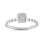 (O) 9ct White Gold 0.10ct Real Diamond Beaded Shank Square Top Ring 1