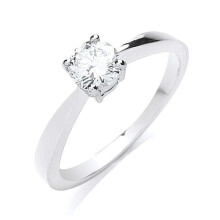 (J) Real Diamond Solitaire Ring 18ct White Gold 0.50 Carat Weight of Diamonds
