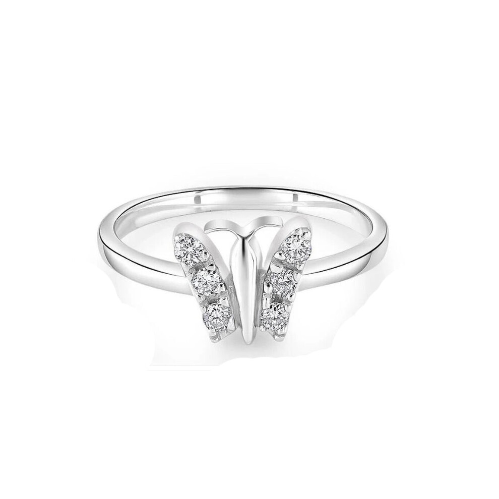 (M) 9ct White Gold Real Diamond Butterfly Ring-image-OPC-PKMBB2R-NEW