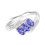 (M) Real Tanzanite and Diamond Ring Solid White Gold Three Stone Size J - Q 2
