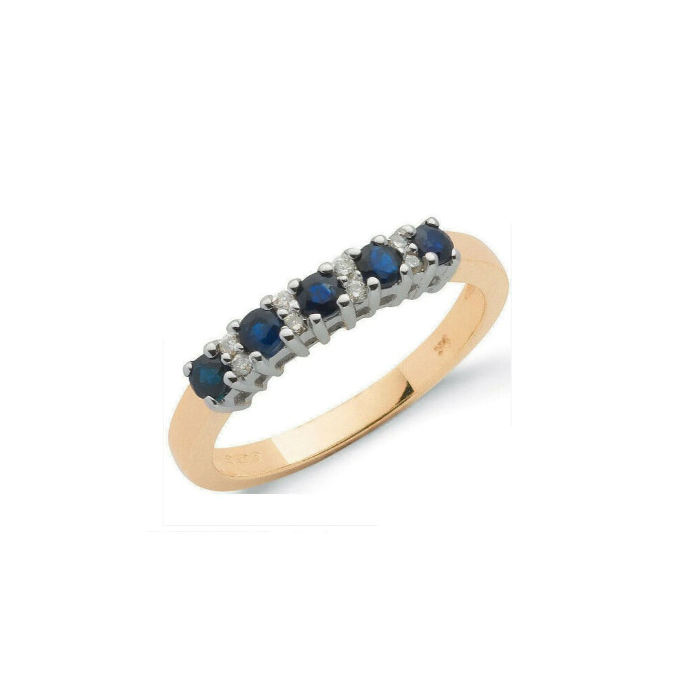 (K) 9ct Yellow Gold 0.06ct Diamond & 0.50ct Blue Sapphire Eternity Ring-image-OPC-PKMBBQ6-NEW