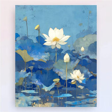 Paint by Numbers for Adults White Lotus Painting Kit On Canvas Includes Brushes And Acrylic Pigment 18x24 Wall Decor