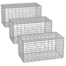 Gabion - HELLOSHOP26 - Lot de 3 - Acier galvanisé - 100x50x50 cm - Résistant aux intempéries