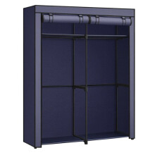Armoire de rangement - HELLOSHOP26 - Penderie portable - 140 x 43 x 174 cm - Couleur bleu - 2 tringles