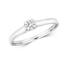 (K) Real Diamond Solitaire Ring 9ct White Gold Engagement 0.15ctw Size J - Q