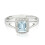 (M) Real Aquamarine and Diamond Ring Solid White Gold Emerald Cut Cluster Size J-Q 1