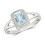 (M) Real Aquamarine and Diamond Ring Solid White Gold Emerald Cut Cluster Size J-Q 5