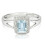 (M) Real Aquamarine and Diamond Ring Solid White Gold Emerald Cut Cluster Size J-Q 3