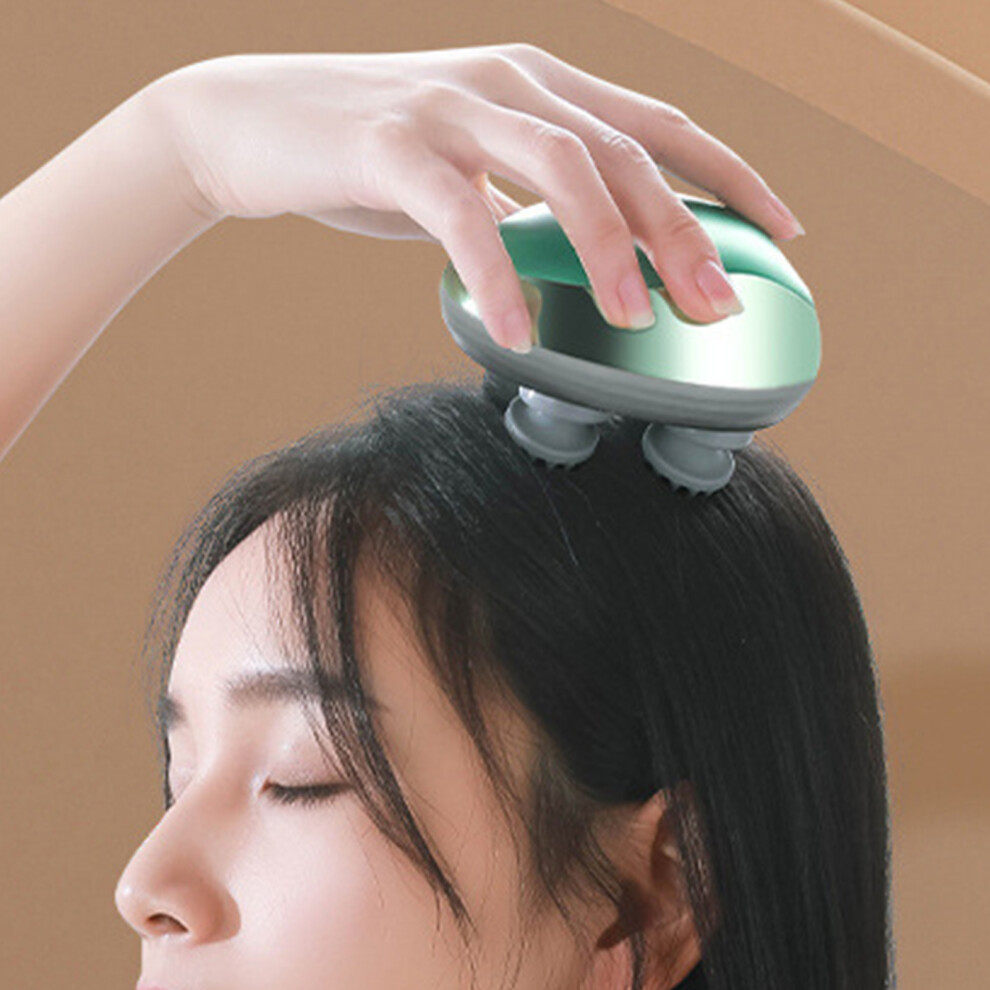 Green Mini Electric Head Massager Waterproof Portable Rechargeable With 4 Claws