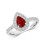 (K) Real Ruby and Diamond Ring 18ct White Gold Pear Cluster Teardrop 2