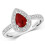 (K) Real Ruby and Diamond Ring 18ct White Gold Pear Cluster Teardrop 3