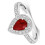 (K) Real Ruby and Diamond Ring 18ct White Gold Pear Cluster Teardrop 5