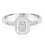 (L) Real Diamond Ring 9ct White Gold Rectangular Halo Cluster Engagement 0.33ctw 3