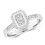 (L) Real Diamond Ring 9ct White Gold Rectangular Halo Cluster Engagement 0.33ctw 4