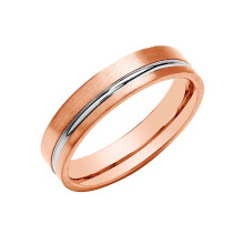 (Z 1/2) 5mm Flat Court Wedding Band Groove Matt/Polished Finish 9ct Rose & White Gold
