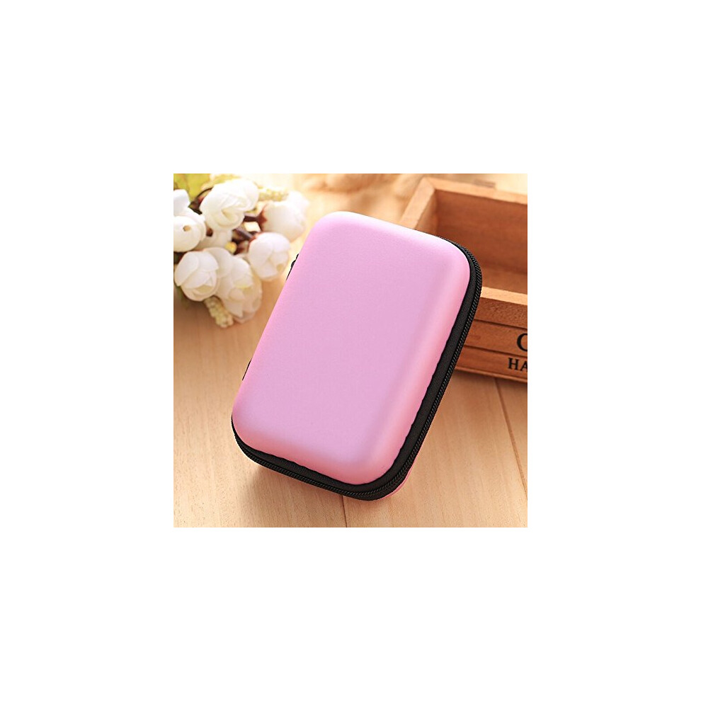Mini Portable Earphone Bag Eva Material Storage Case For Earphones, Usb Cables - Pink 9393856822904
