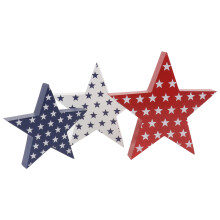 3Stk Holz-Dekostern Im Usa-Flaggenstil Für Feier Und Zuhause