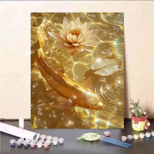 Paint by Numbers for Adults Golden Koi DIY Kit On Canvas With Brushes Acrylic Pigment 12x16 Inch 30x40cm Wall Decor