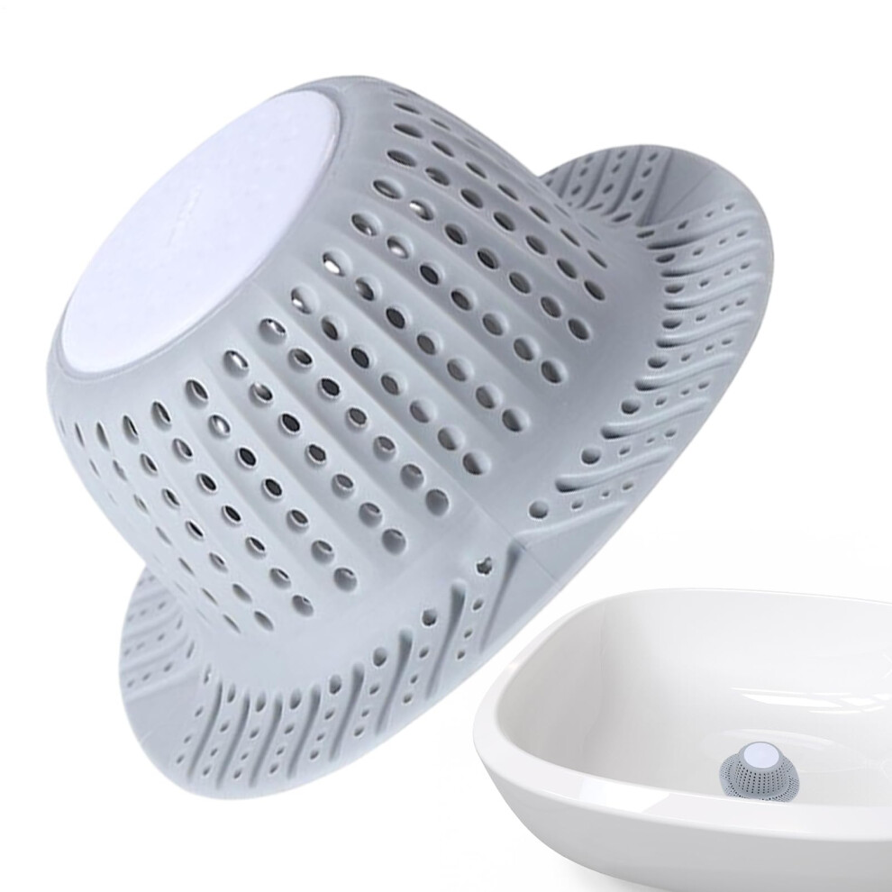 Foldable Silicone Sink Drain Strainer, Anti Clogging Hair Catcher, Grey, Universal Drain Stopper For Kitchen And Bath 9393856824007
