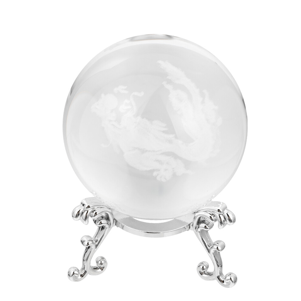 2 Szt. Grawerowane KryształOwe Z Podstawą, Figurka Smoka-image