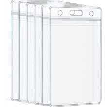 6 Pack ID Card Holder Vertical Waterproof Transparent ID Card Holder with Resealable Zipper for Proximity Key and Credit Card