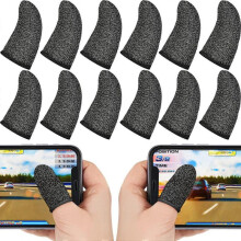 30 Piece Finger Sleeve for Gaming Mobile Game Controller Finger Thumb Sleeve Anti-Sweat Breathable Seamless Touchscreen Finger Cover Silver Fiber for
