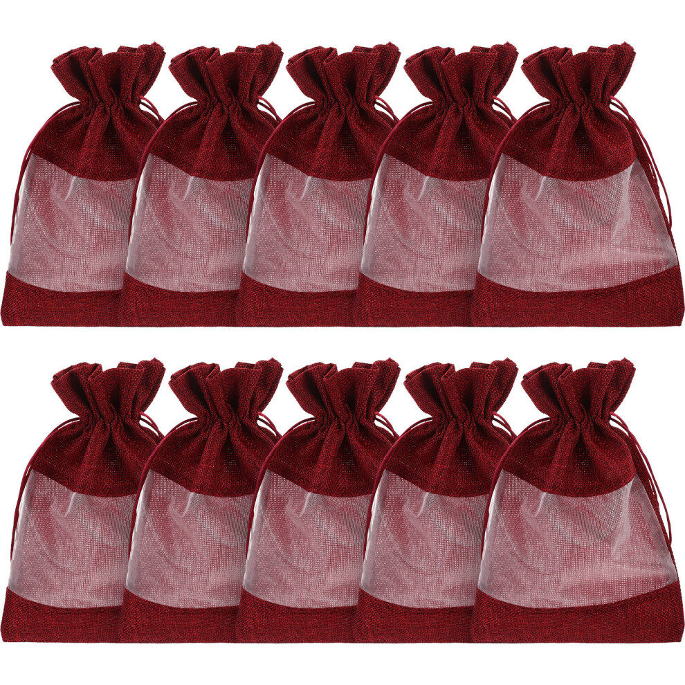 10 Szt. Portfelowe Torby Prezentowe Z Kotwiczką I Okienkiem, Z Juty-image