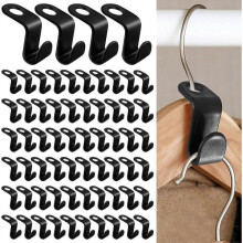 62 Pieces (Black) Space Saving Hanger Hooks Hanger Connecting Hook, Mini Cascading Hangers Closet Organizer Great for saving space in your closet