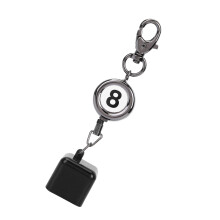 Black Billiards Pool Chalk Holder Retractable Key Ring Metal And Rubber Exquisite Craftsmanship
