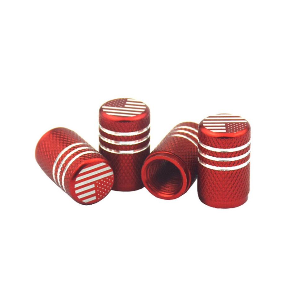 (Red) 4 Pcs Car Tire Valve Caps Aluminum Alloy Colorful Flag Cover for-image-OPC-PKMF58R-NEW