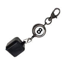Retractable Chalk Holder Aluminium Alloy 8-Ball Design Lightweight Keychain For Pool Cues