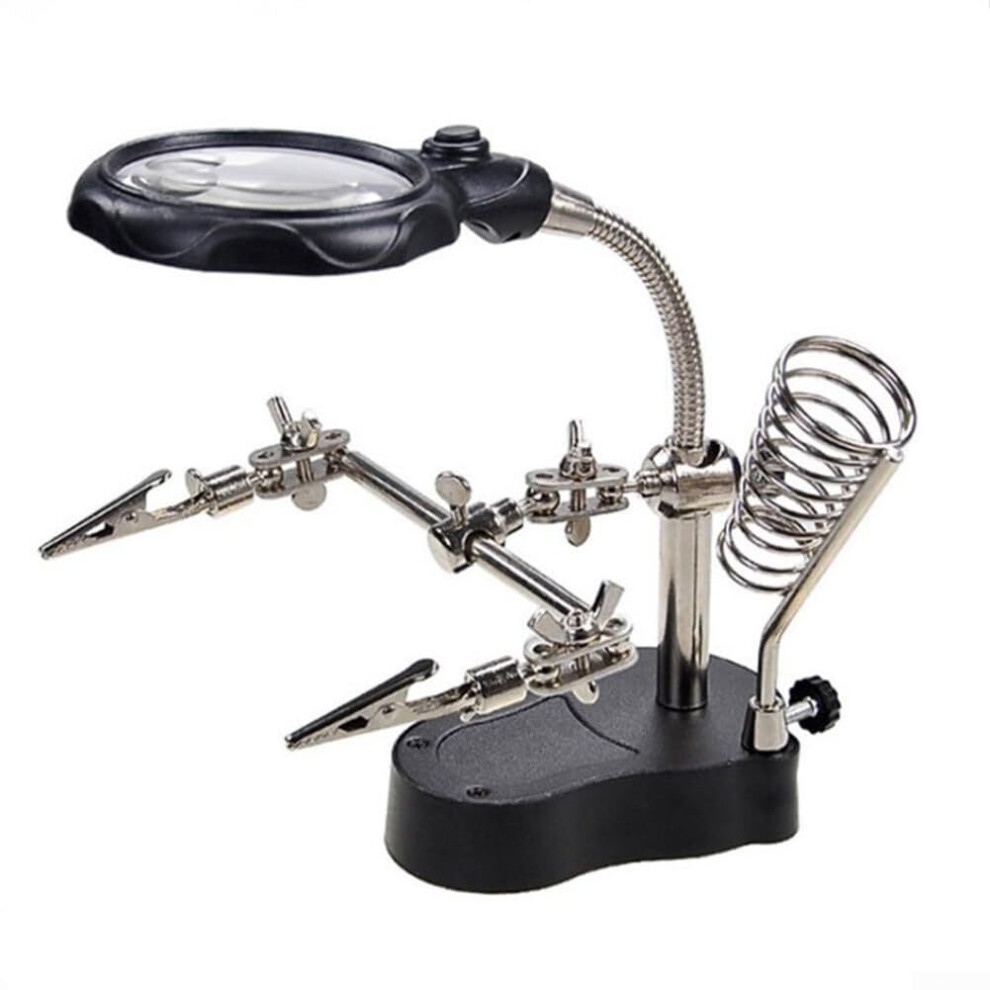 Portable Soldering Iron Station With Dual Led Lights And Adjustable Magnifying Glass For Electronics Hobbyists 9084446997491