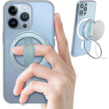 (Blue) Silicone Grip Phone Holder Compatible with MagSafe, Magnetic Ring Holder, Compatible with iPhone 14, 13, 12 Pro/Max/Plus Only
