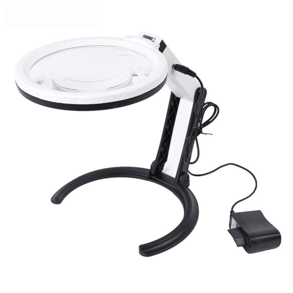 Lab Microscope Accessories 130mm Large Reading Magnifier 1.8x-5x LED Foldable Illuminated Magnifier For Lamp