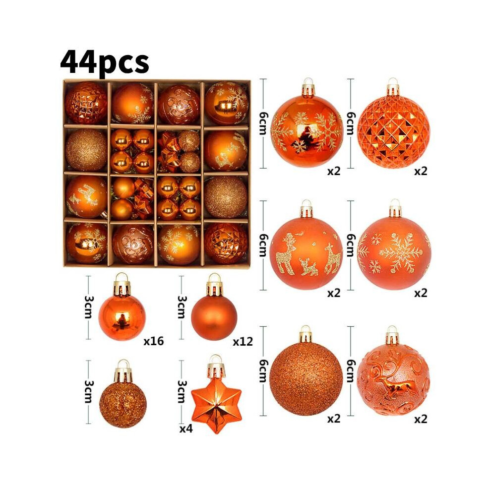 (Bronze) Large 44pcs Christmas Baubles Xmas Tree Balls Decor Party Ornament Wedding Gifts
