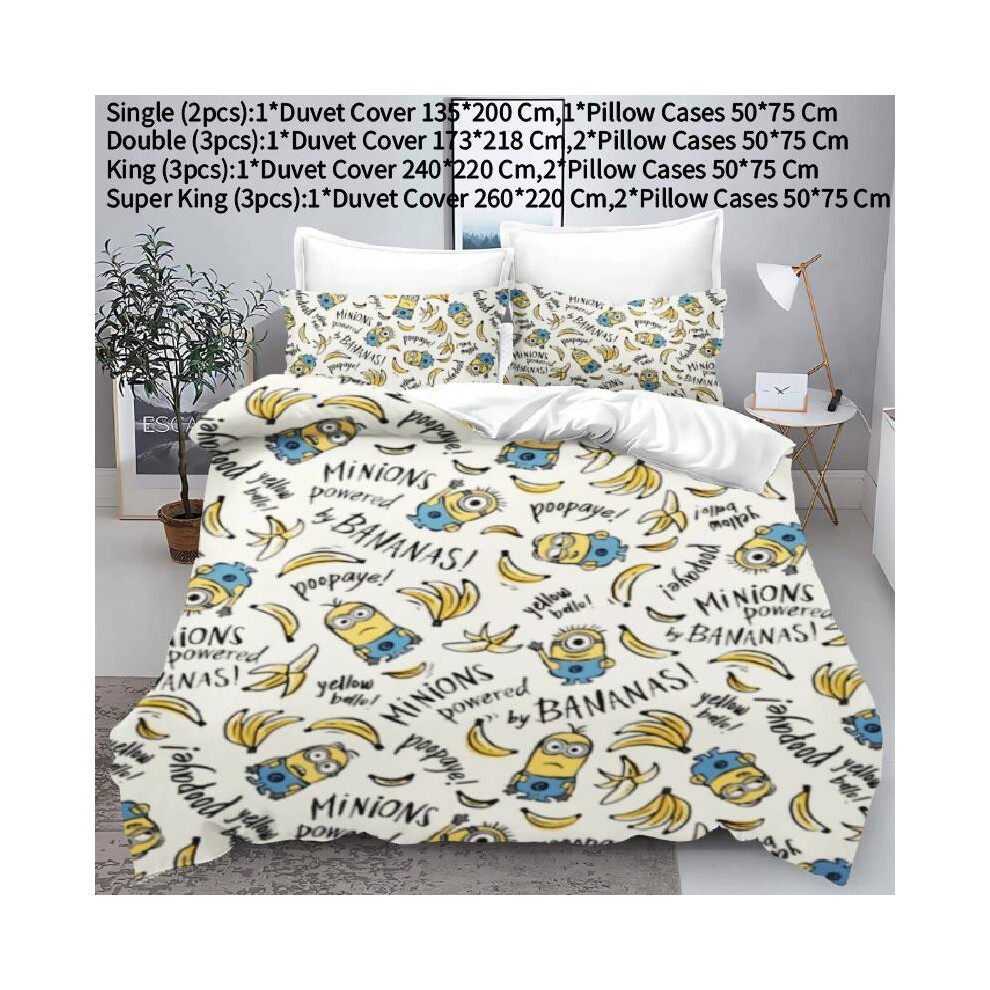 (Single) Duvet Minions Cartoon Cover And Pillowcase Set Cotton Cute Quilt Printed Cover
