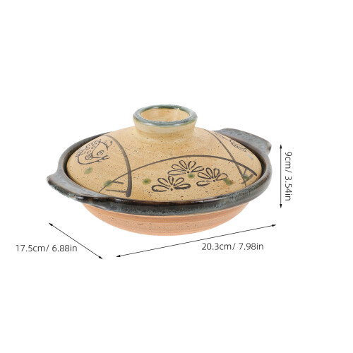 Brown Ceramic Casserole Pot Easy Clean Home Stew Cooking 2