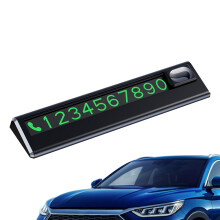 Car Temporary Parking Plate - Parking Phone Number Plate With Traceless Glue, Magnetic Glow, Dashboard Mount, Black