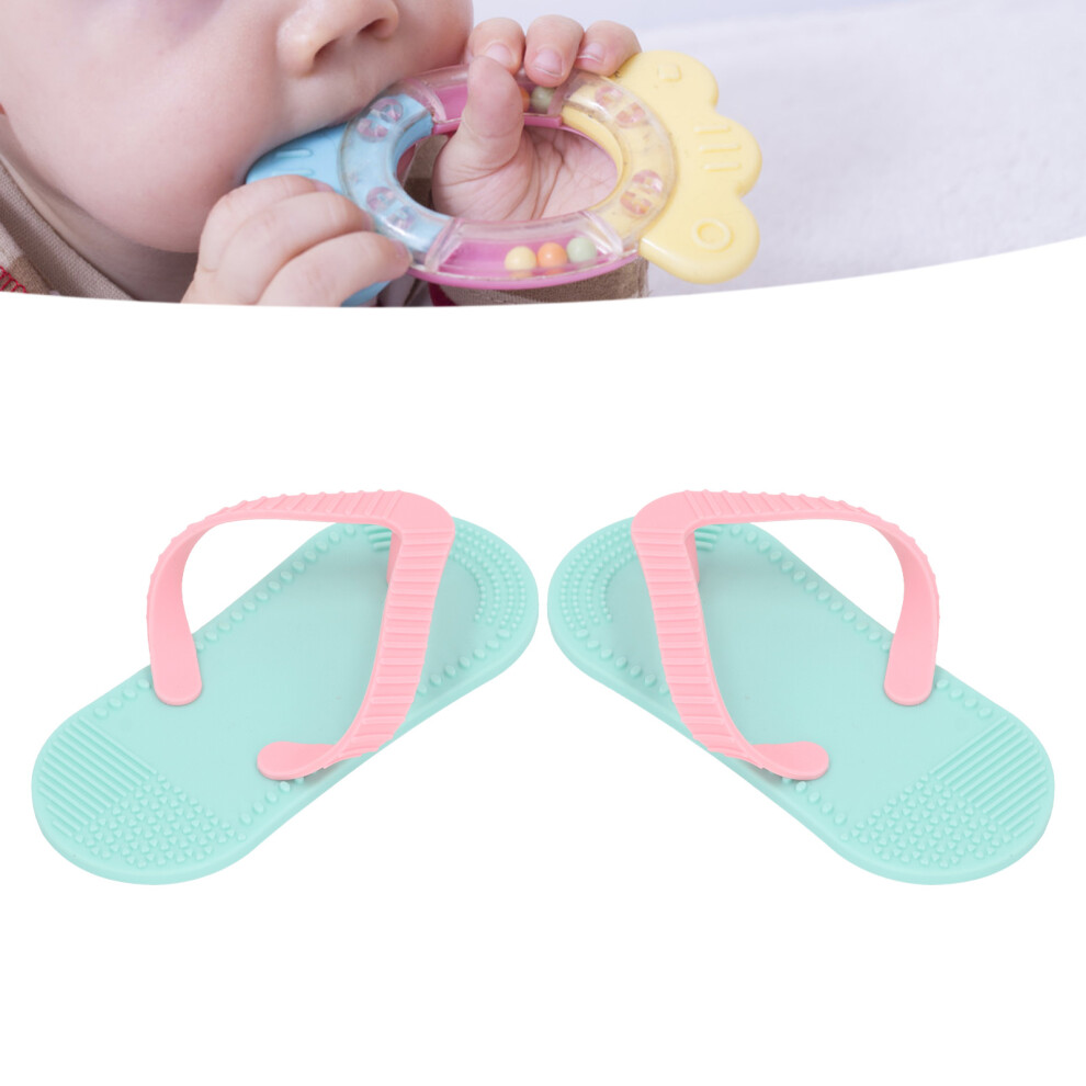 2Pcs Flip Flop Silicone Teething Toy For Babies, Sooth & Soothe Cyan