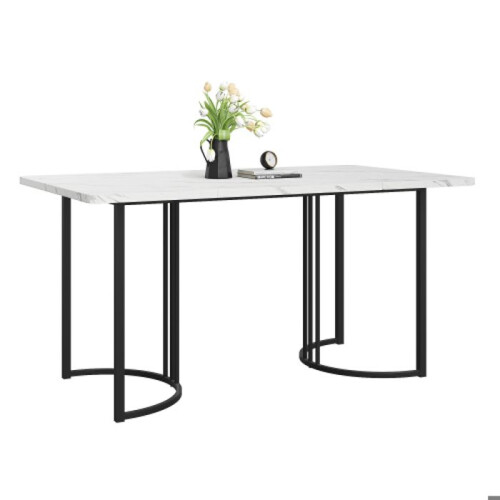 Mesa de jantar - Retangular - 140 x 80 cm - Mármore moderno - Pés ajustáveis 2