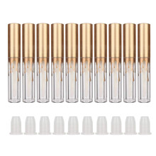 Refillable Empty Lip Gloss Tube 10 Pack 2.5mL Per Tube Matte Gold Cap DIY Lipstick Lip Oil Travel Vials