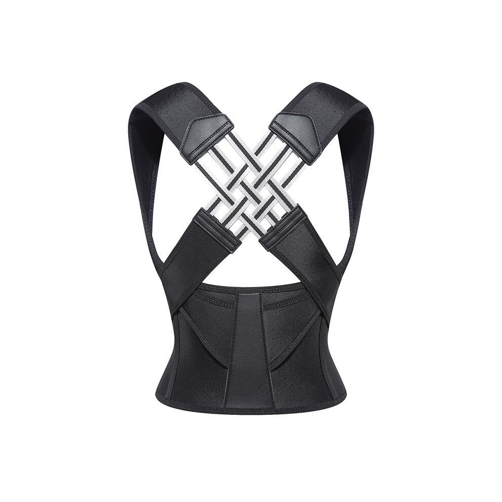 Back Brace Adjustable For Posture Support Black XXL