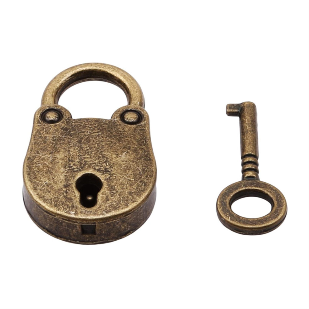 Mini Keyed Padlock Bear Shape Vintage Brass Metal Antique Small Padlock With 1 Key For Handbag Treasure Chest Decor 9084446000504