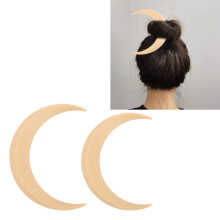 2Pcs ABS Moon Hair Pins Portable Hair Forks for Daily & Cosplay Beige Style