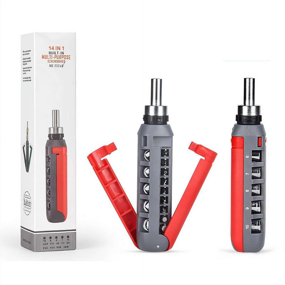 14-In-1 Ratcheting Screwdriver Set Diamond Tip Multi Angle Socket Phillips Flathead Torx Hex Drivers Straight Ratchet 9084446001402