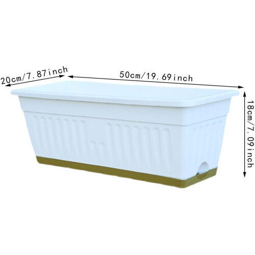 Rectangular Window Box With Drainage For Office White Planter 1