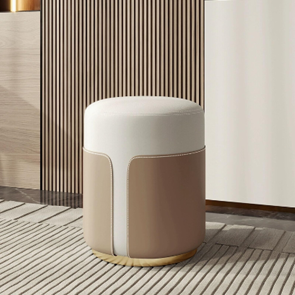 Round Ottoman Footstool, Sponge Cushion, Upholstered Stool For Bedroom And Living Room, Dressing Stool For Cloakroom-image-OPC-PKMJTRH-NEW