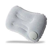 Portable Comfortable Inflatable Pillow For Camping, Pool And Car - Ultra Soft Neck And Lumbar Support, Grey