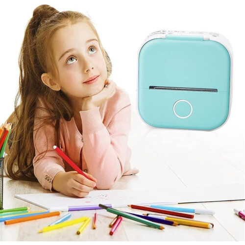 Printer Inkless Bluetooth Sticker Pocket Printer Portable Photo Notes DIY Scrapbook Printer Green White 2